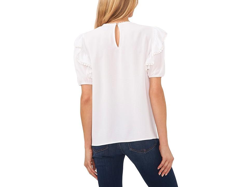 CeCe Crew Neck Pin Tuck Blouse with Ruffles (New Ivory) Women's Clothing Product Image