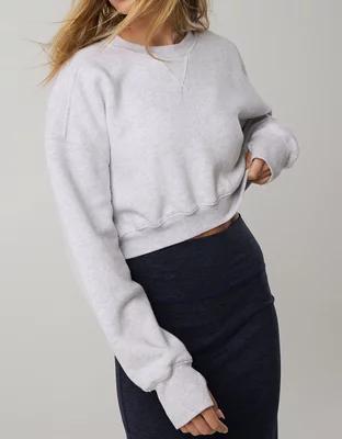 OFFLINE By Aerie Cloud Fleece Cropped Crewneck Sweatshirt Product Image