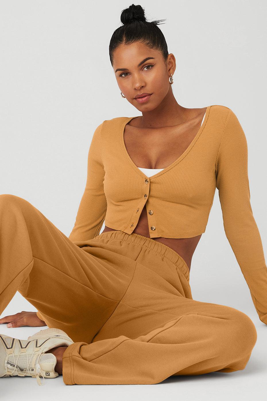 Ribbed Cropped Whisper Cardi - Toffee Product Image