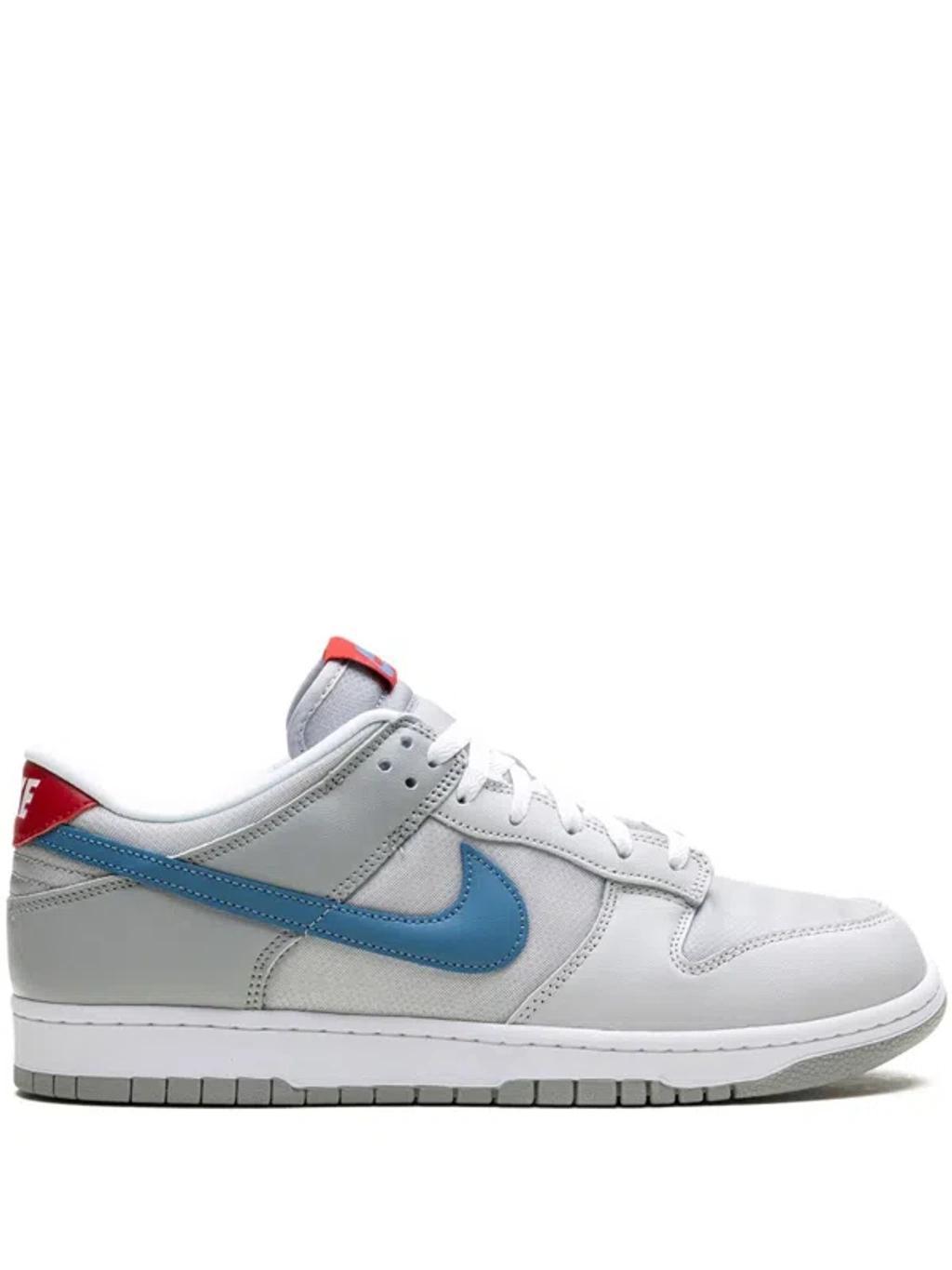 NIKE Dunk Low Mesh And Leather Sneakers In Mtlc Silver/aegean Storm-neutral Grey-flt Silver-g Product Image