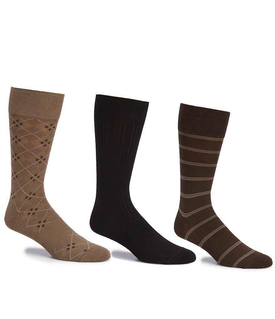 Gold Label Roundtree & Yorke Assorted Argyle-Solid-Stripe Crew Socks 3-Pack Product Image