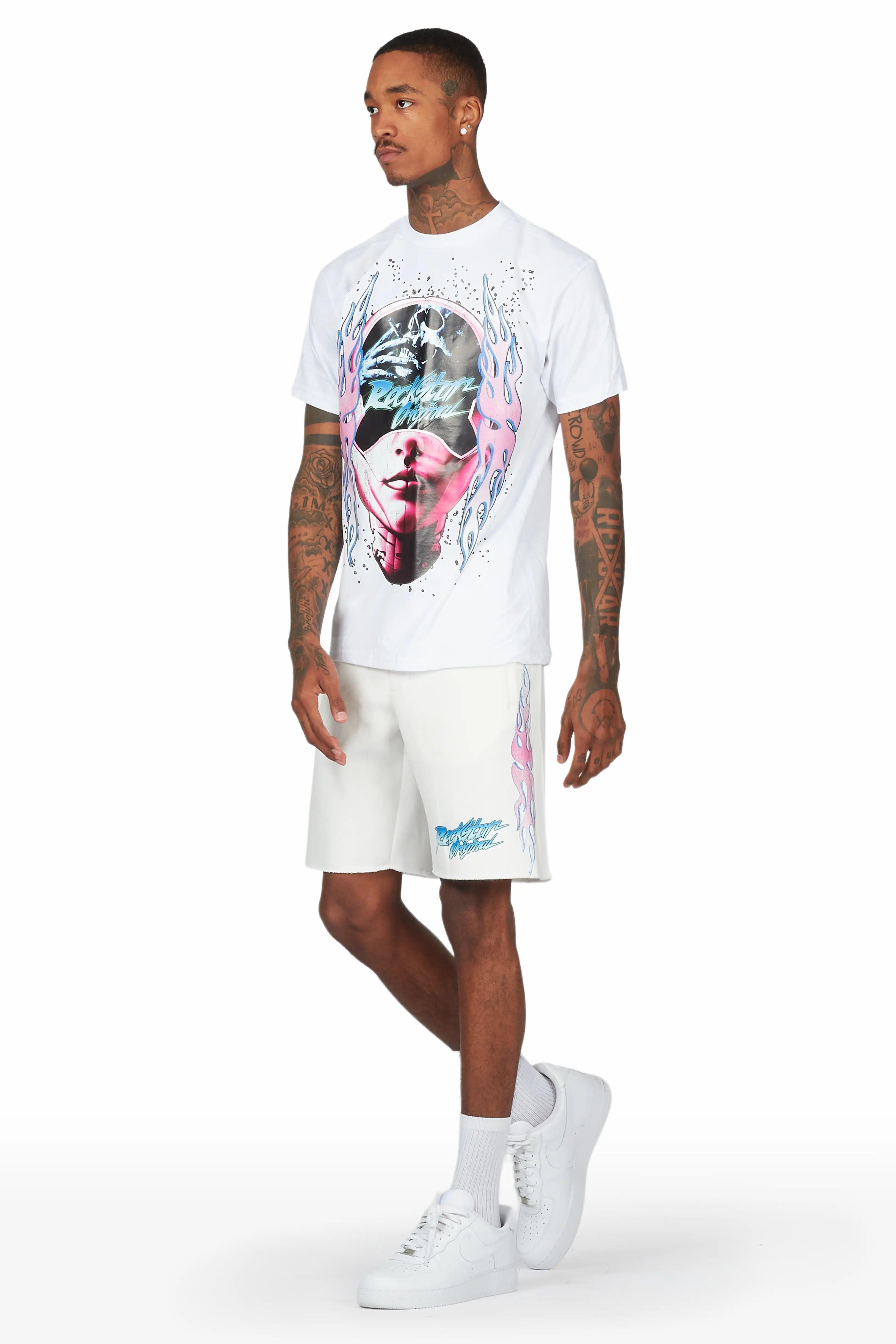 Fume White T-Shirt Short Set Male Product Image