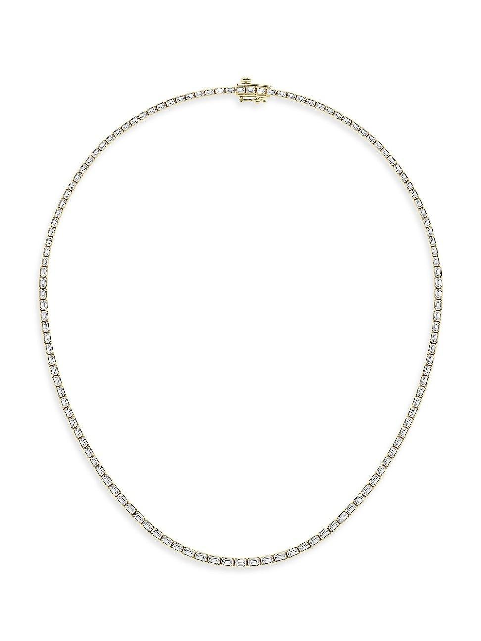 Womens 14K Yellow Gold & Emerald Cut Lab-Grown Diamond Tennis Necklace/10.00-22.00 TCW Product Image