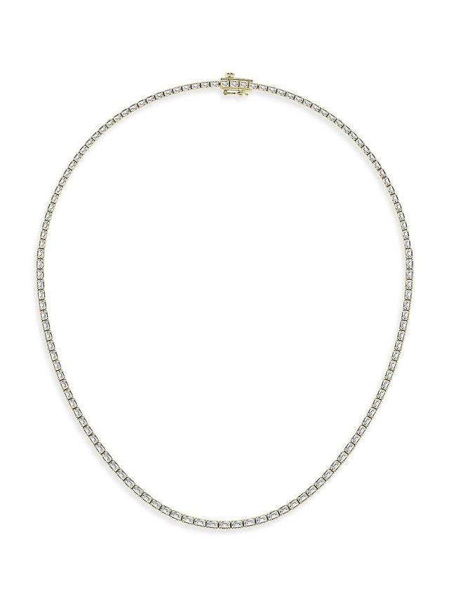 Womens 14K Yellow Gold & Lab-Grown Diamond Tennis Necklace Product Image