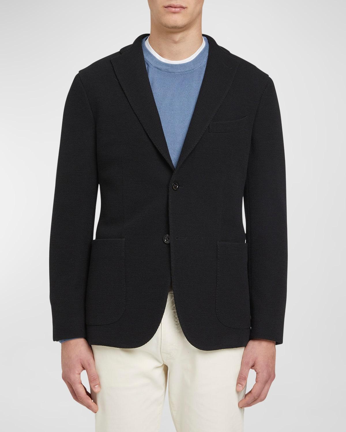 Mens Solid Knit Blazer Product Image