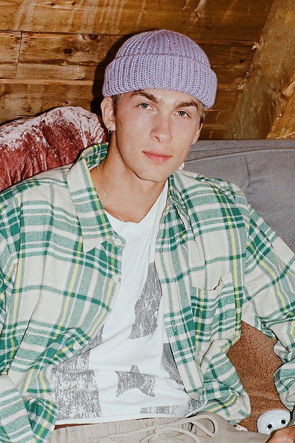 Marled Wool Short Roll Ribbed Knit Beanie Mens at Urban Outfitters Product Image