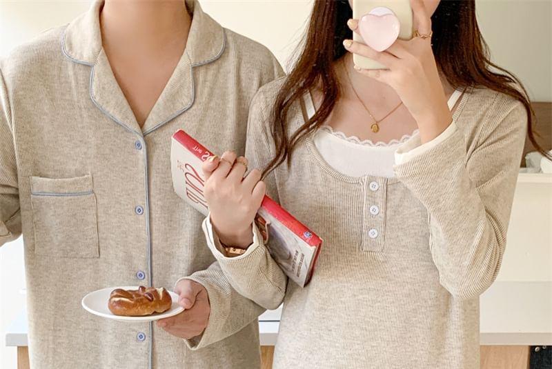 Couple Matching Plain Pajama Top / Pants / Dress / Set Product Image