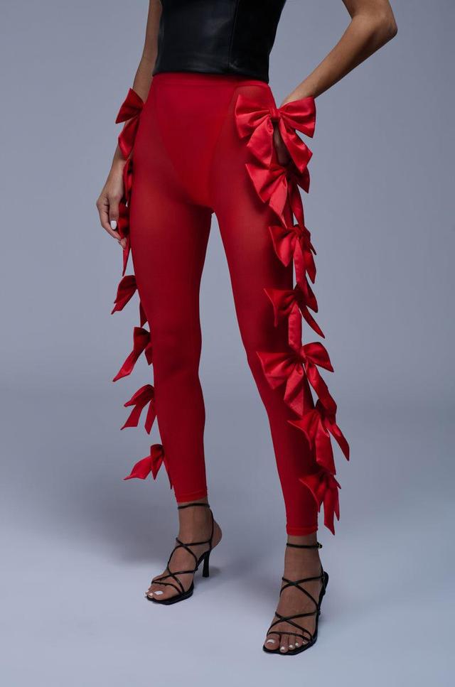 FEELING CUTE BOW LEGGING IN RED Product Image