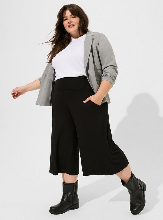 Crop Pull-On Wide Leg Smocked Waist Pant Product Image