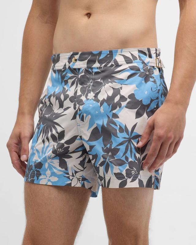 Mens Floral-Print Poplin Swim Shorts Product Image