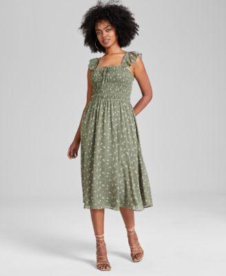 And Now This Womens Smocked Ruffle-Strap Midi Dress, Created for Macys Product Image