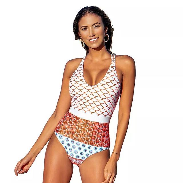 Womens CUPSHE Scoop Double Straps One-Piece Swim Suit Product Image