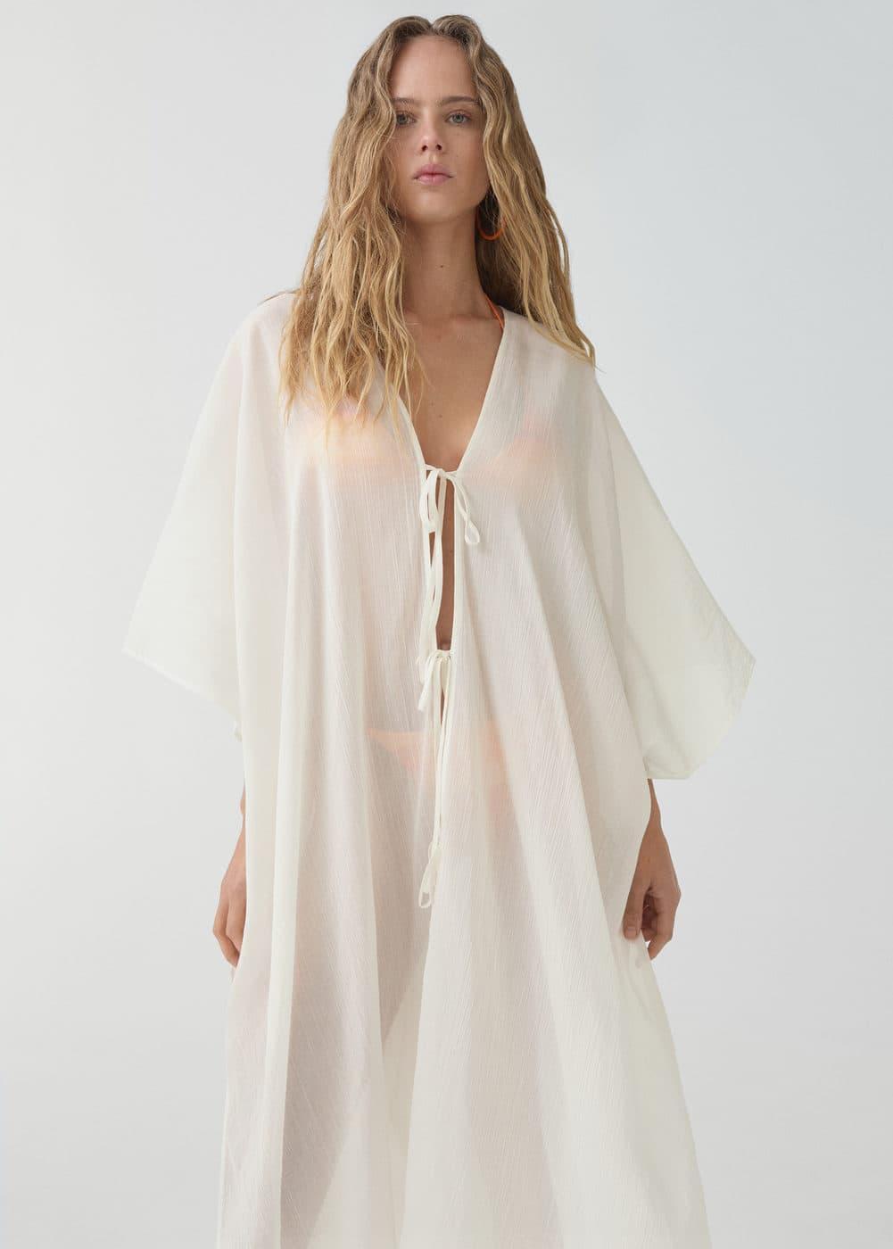 MANGO - Semitransparent kaftan with bows - One size - Women Product Image