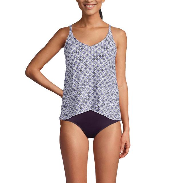 Lands End Womens Long Torso Chlorine Resistant Tulip Hem Tankini Swimsuit Top - Turquoise Product Image