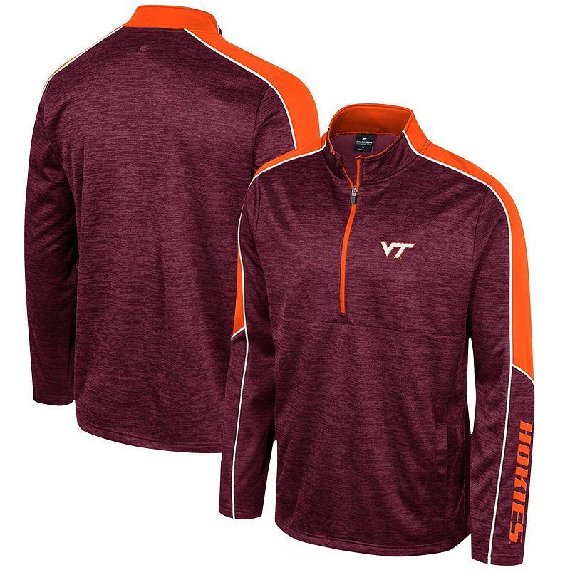 Mens Colosseum Maroon Virginia Tech Hokies Marled Half-Zip Jacket Product Image