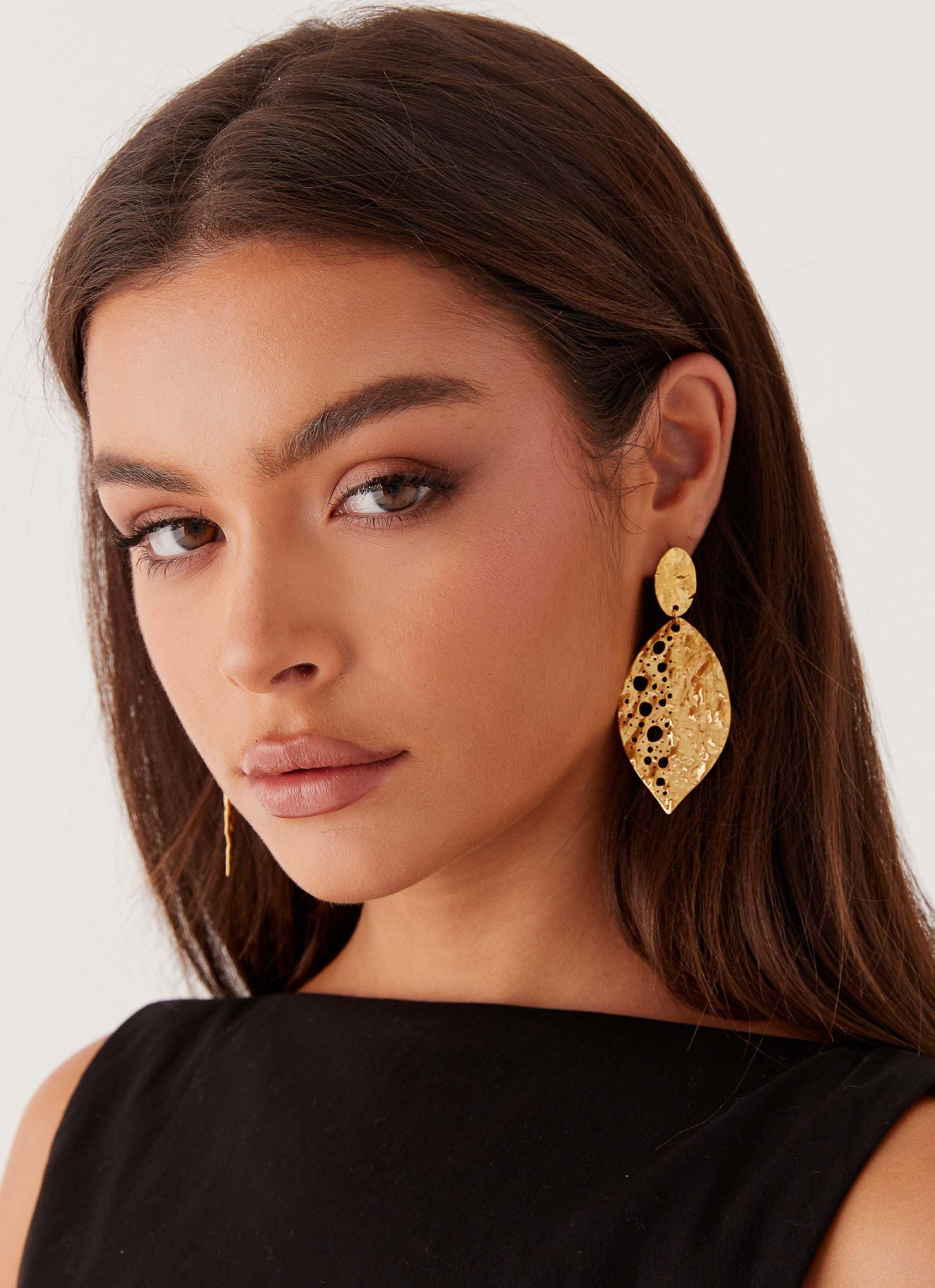 Palm Earrings - Gold Product Image