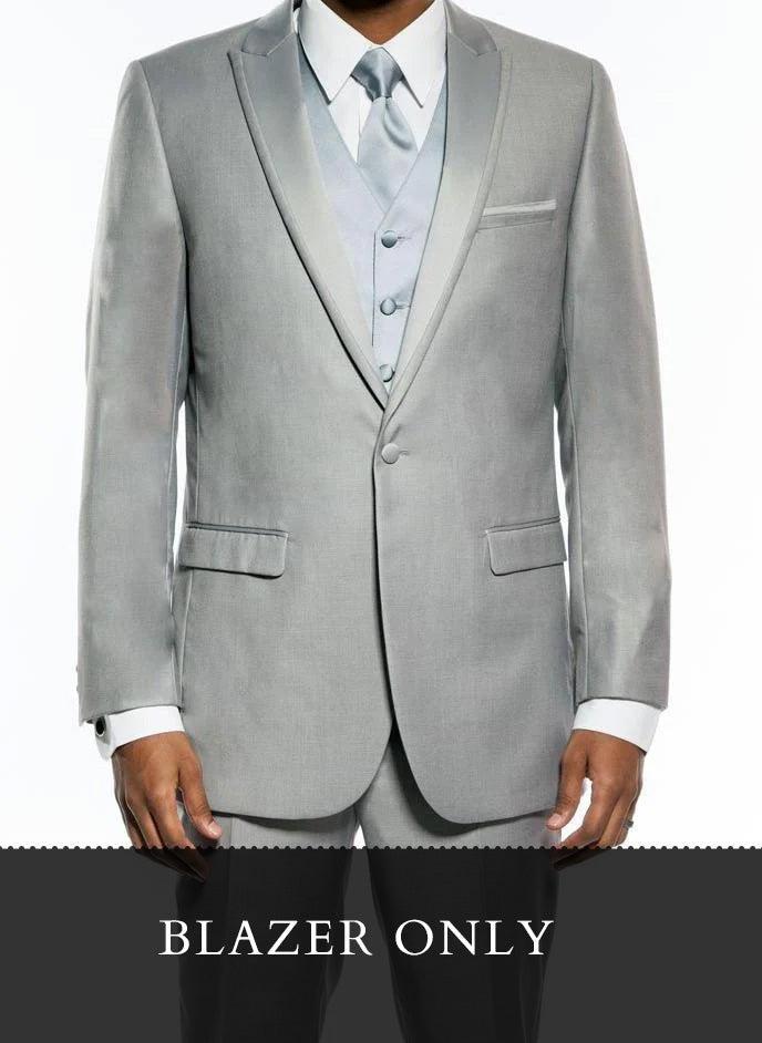 (36R Blazer) Light Gray Slim Fit Blazer With Satin Peak Lapel Product Image