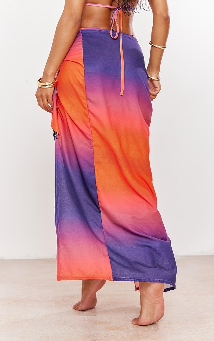 Purple Ombre Printed Tie Maxi Beach Sarong Product Image