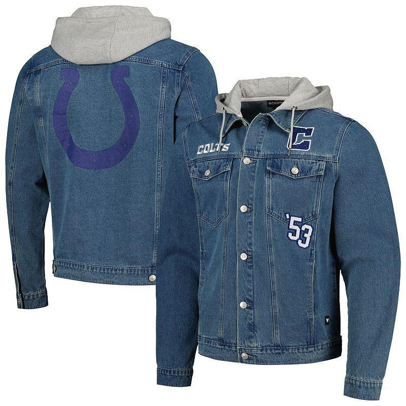 Mens The Wild Collective Indianapolis Colts Hooded Full-Button Denim Jacket Product Image