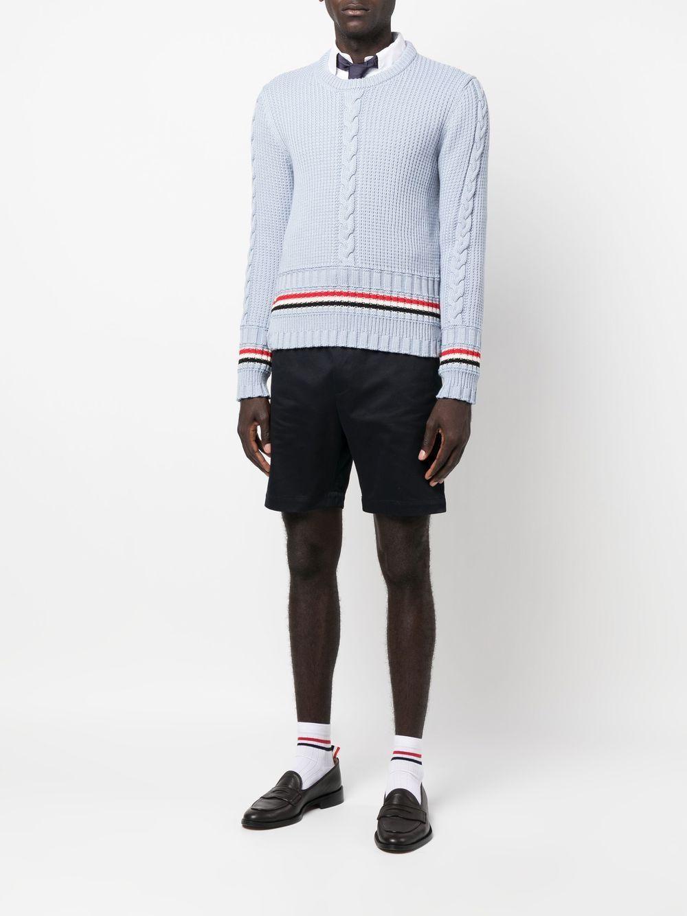 THOM BROWNE Stripe-detail Wool Cardigan In 480 Light Blue Product Image