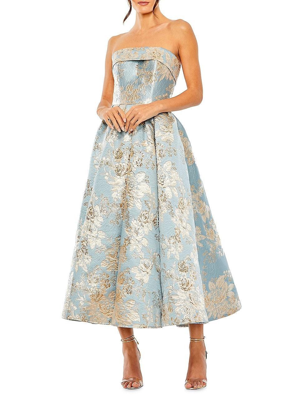 Womens Floral Brocade Midi-Dress Product Image