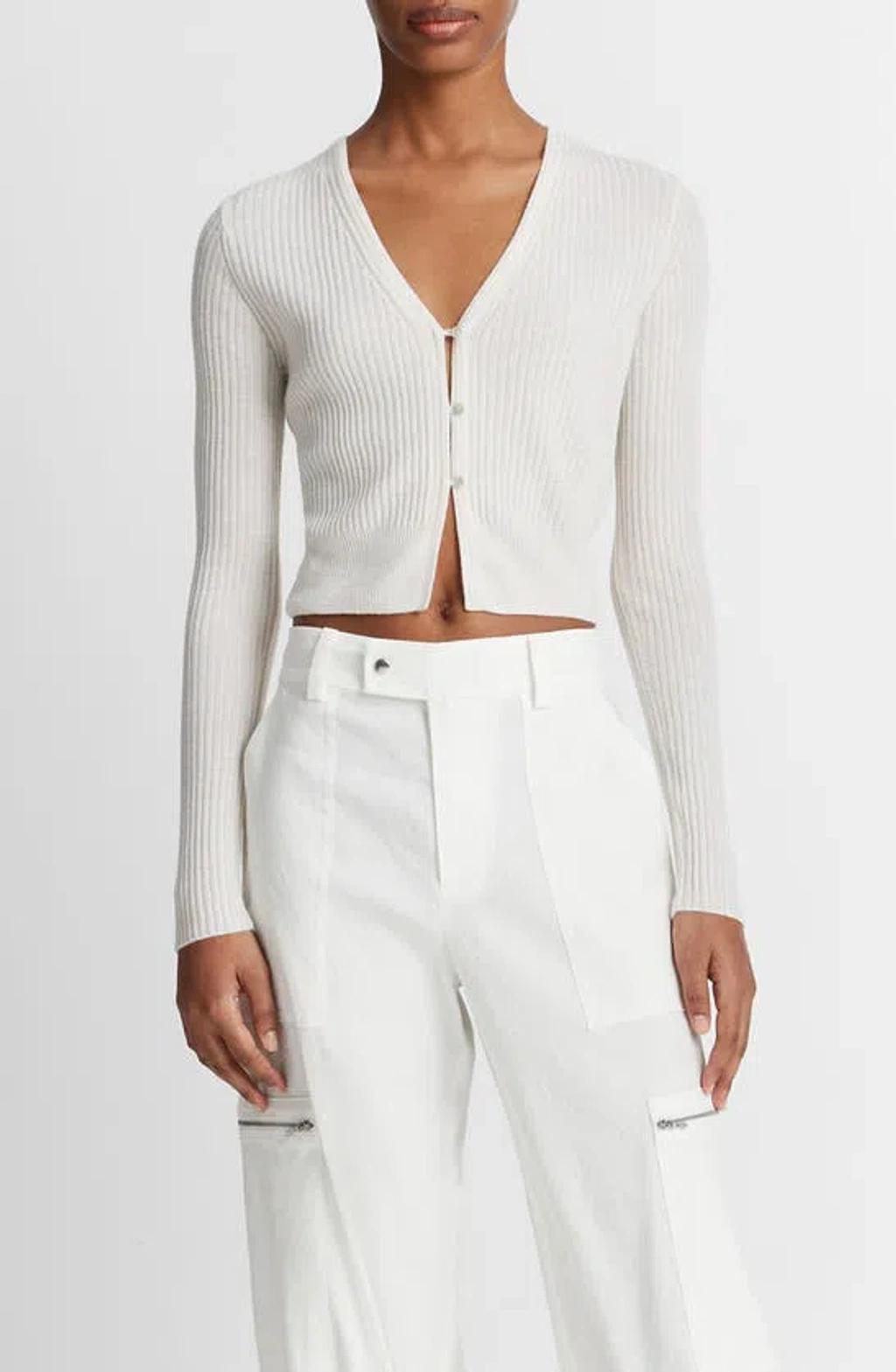 Women's Shrunken Rib-knit Cardigan In Off White product image