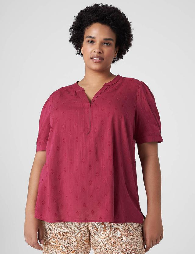 Split-Neck Jacquard Popover Blouse Product Image