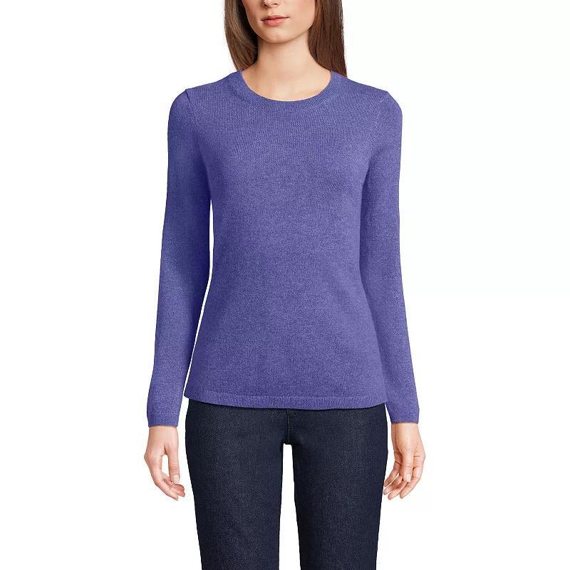 Petite Lands End Crewneck Cashmere Sweater, Womens Purple Heather Product Image