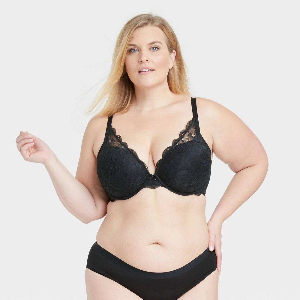 Womens Lace Plunge Push-Up Bra - Auden Black 34C Product Image