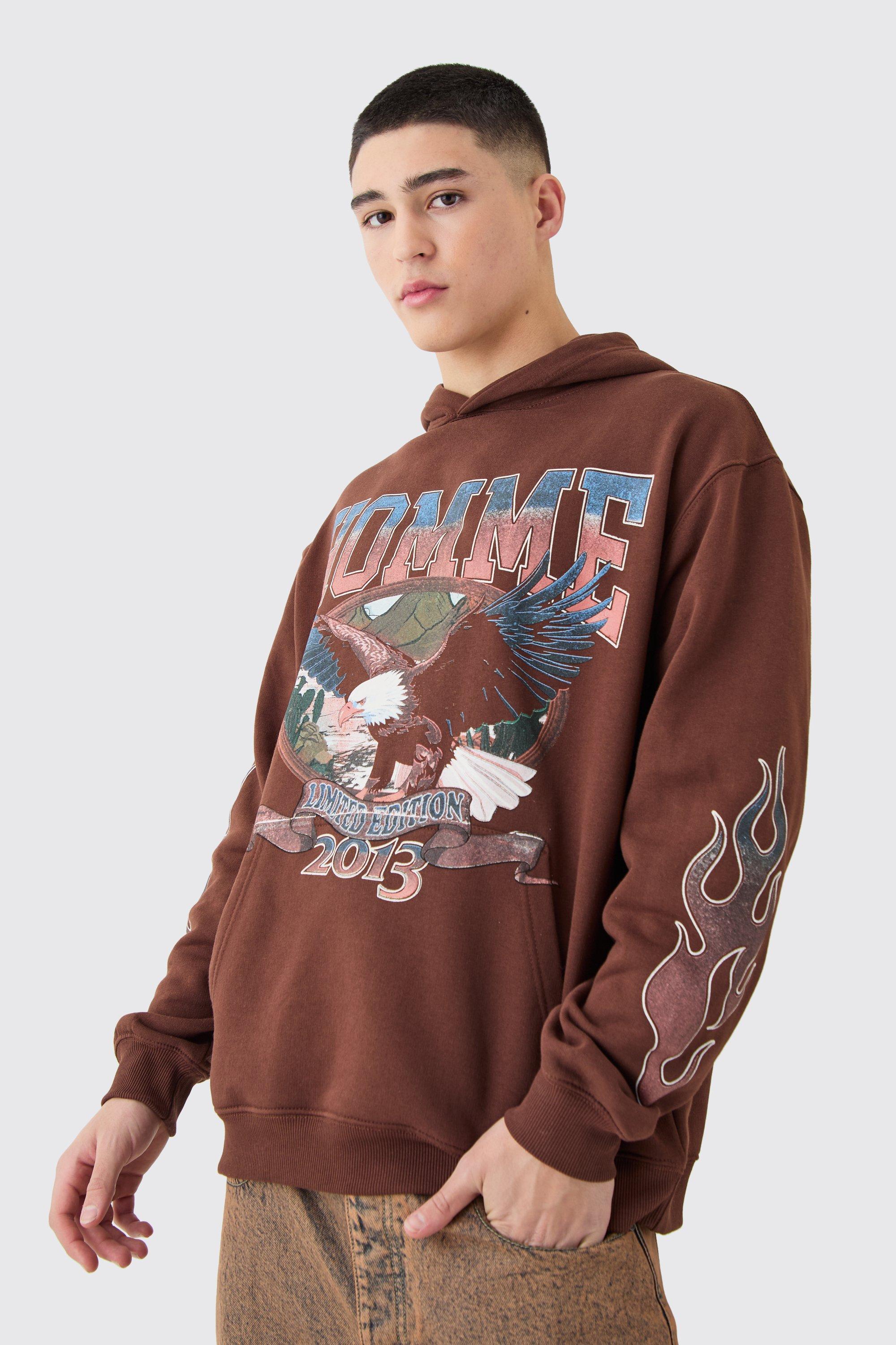 Oversized Worldwide Graphic Hoodie | boohooMAN USA Product Image