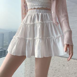 Balletcore Elastic Waist Frill Tim Tiered Mini A-Line Skirt Product Image