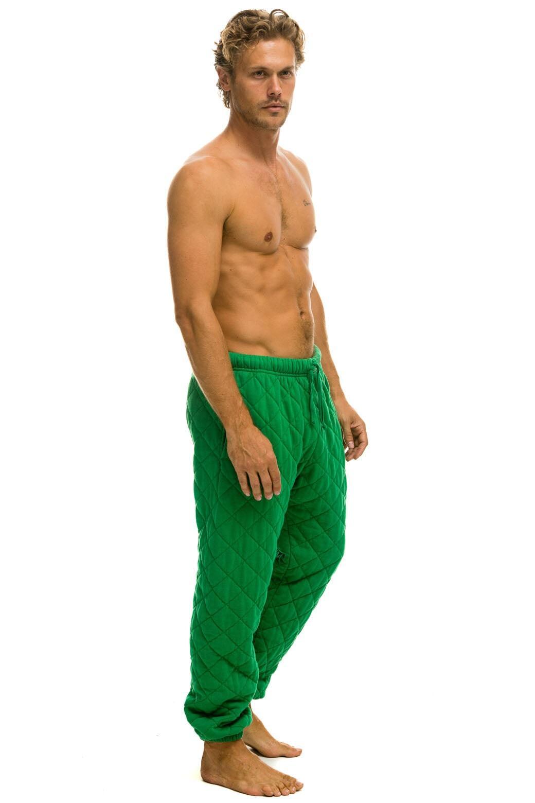 QUILTED SWEATPANTS - KELLY GREEN Male Product Image