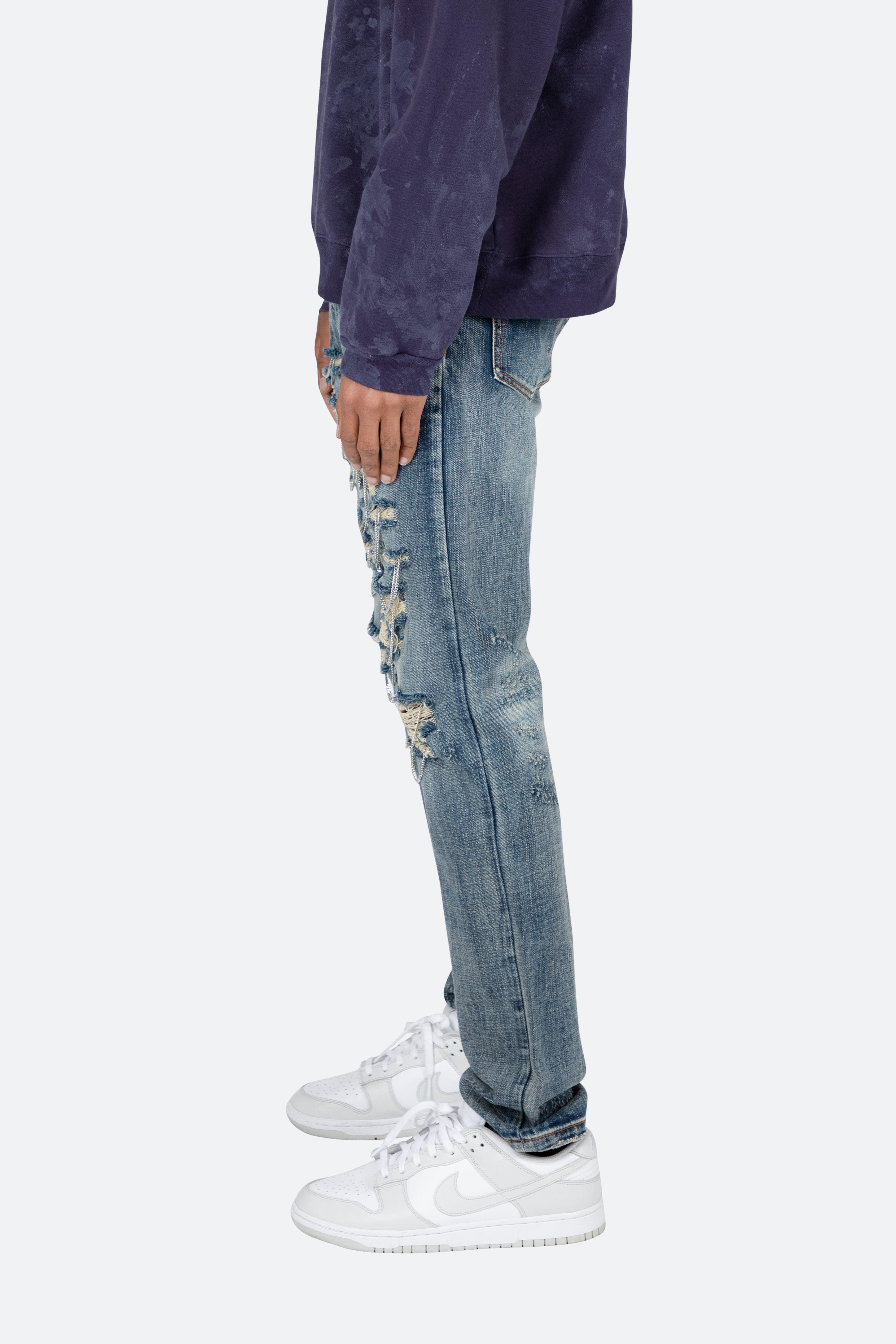 D436 Chain Straight Denim - Blue Product Image