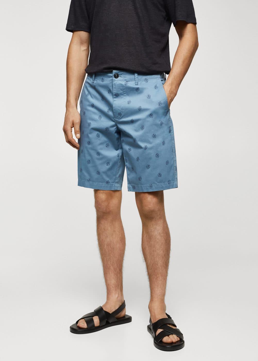 MANGO MAN - Printed cotton bermuda shorts sky blueMen Product Image