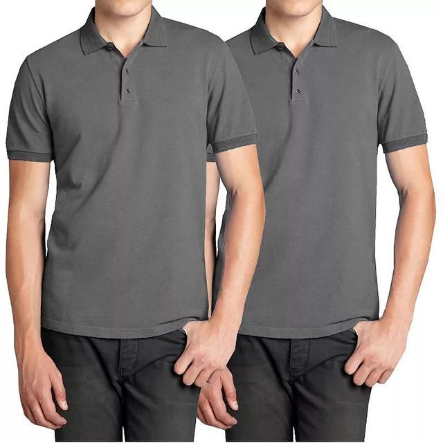 Mens Galaxy 2-Pack Pique Polo Shirts Grey Product Image