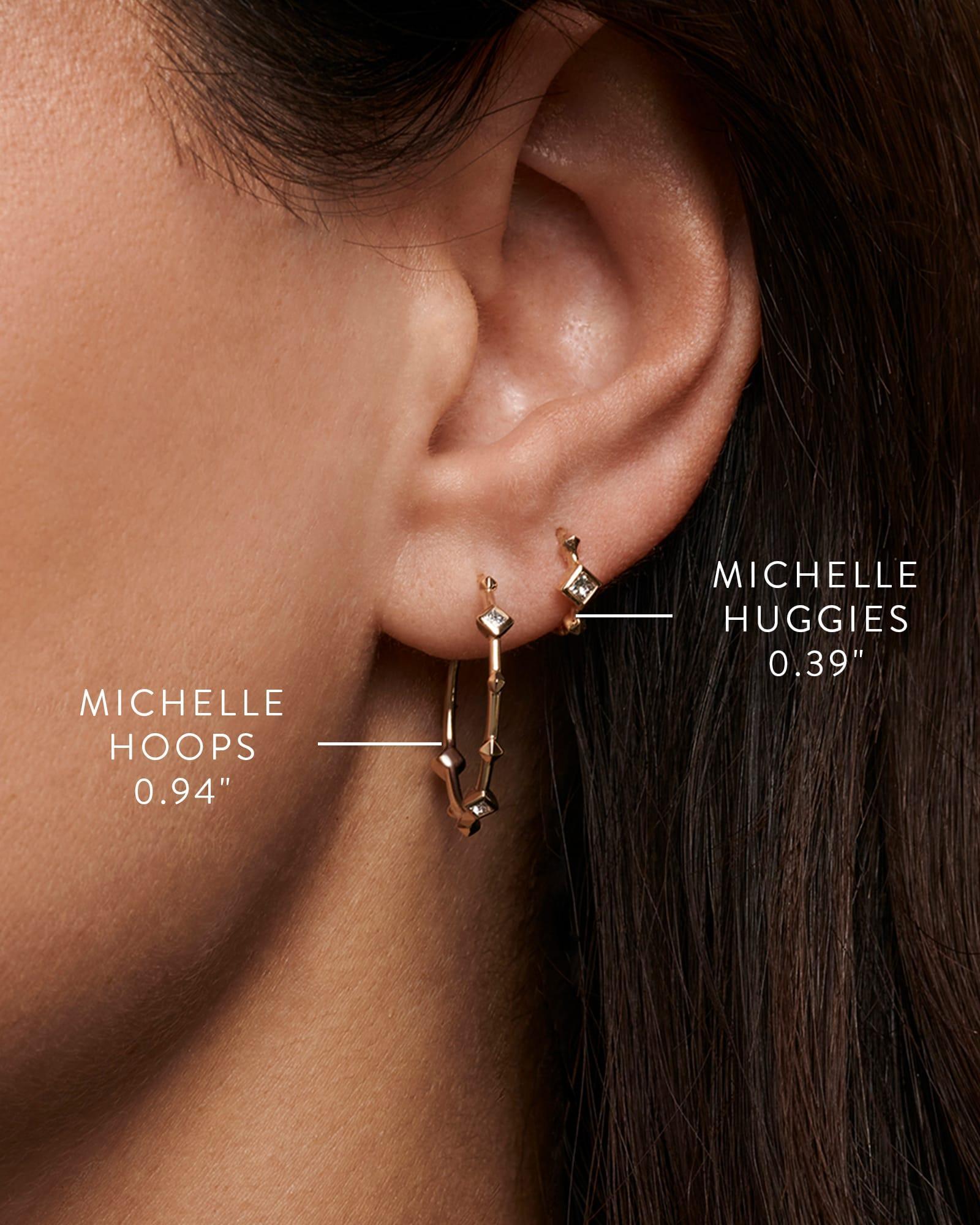 Michelle 14k White Gold Hoop Earrings in White Diamond Product Image