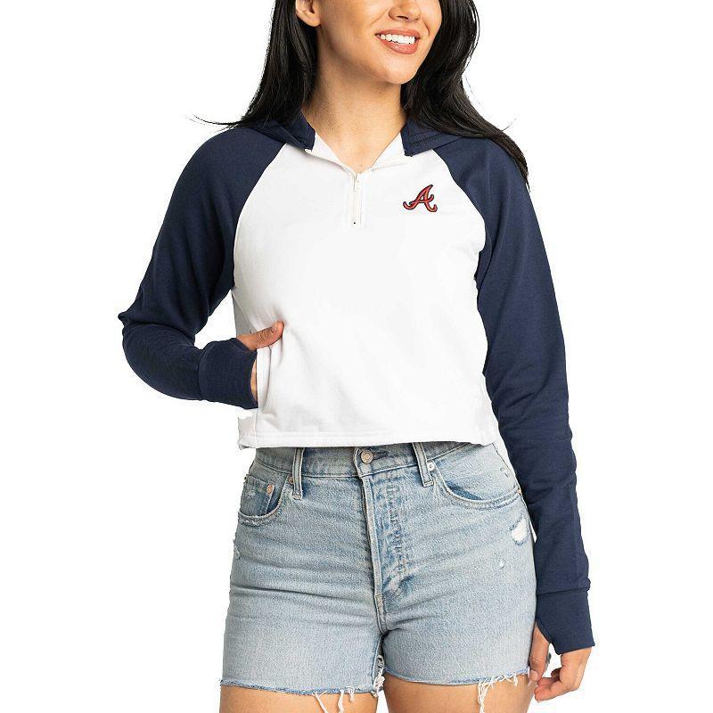 Womens Lusso St. Louis Cardinals Jane Raglan Quarter-Zip Tri-Blend Cropped Pullover Hoodie Product Image