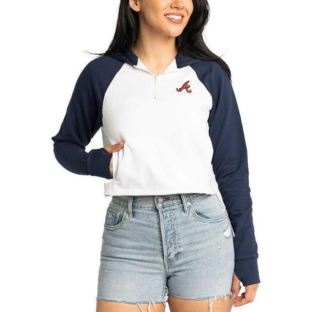 Womens Lusso New York Yankees Jane Raglan Quarter-Zip Tri-Blend Cropped Pullover Hoodie Product Image