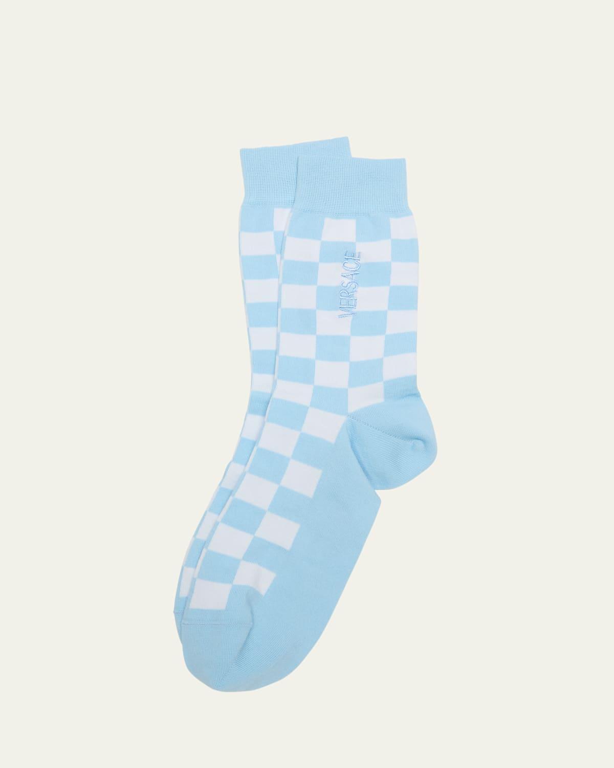 Mens Embroidered Damier Crew Socks Product Image