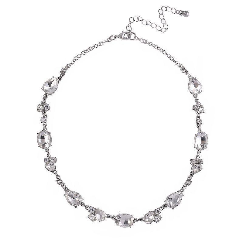 Emberly Silver Tone Stone Collar Necklace, Womens, Clear Product Image