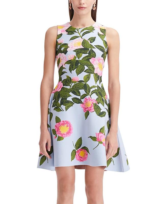 Oscar de la Renta Camellia Jacquard Sleeveless Fit & Flare Dress Product Image