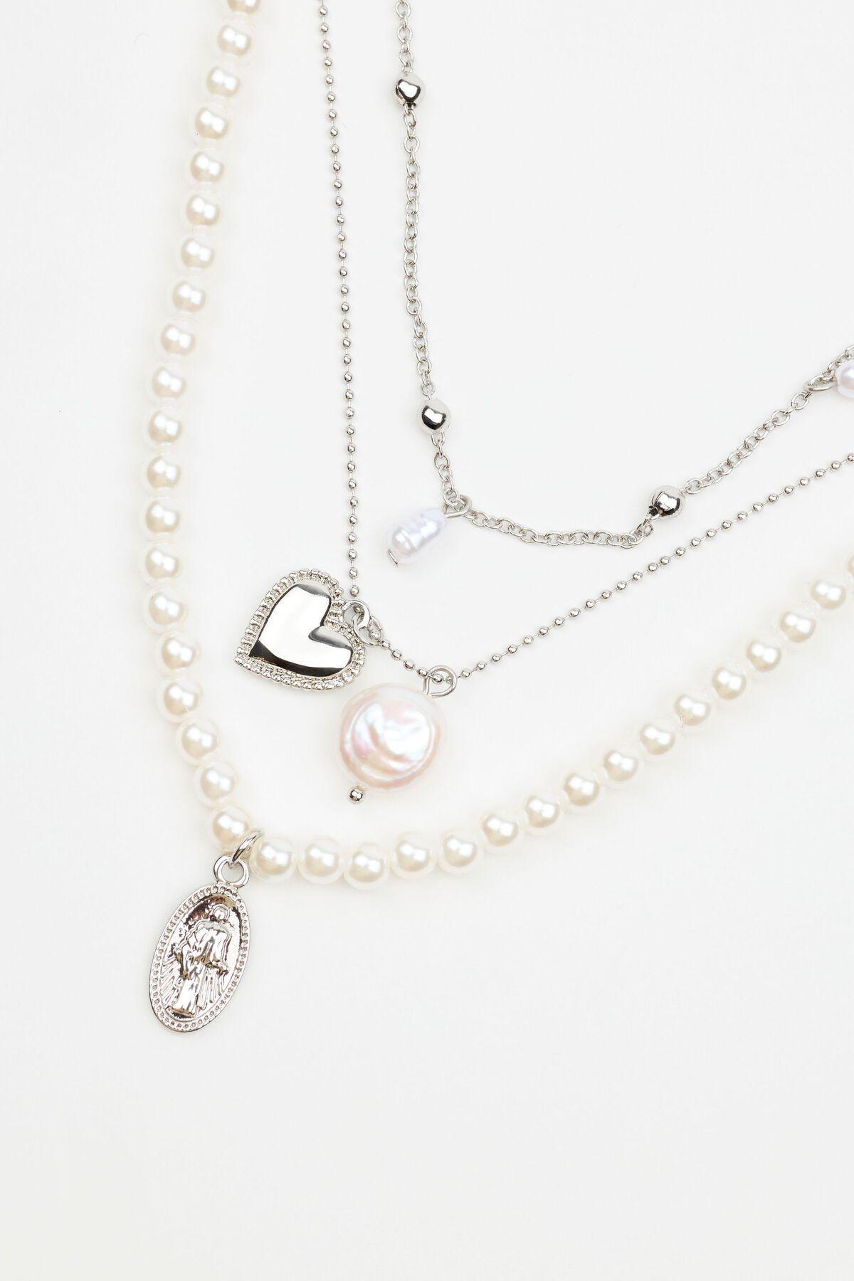 Set of 3 Pearl & Charm Necklace Product Image