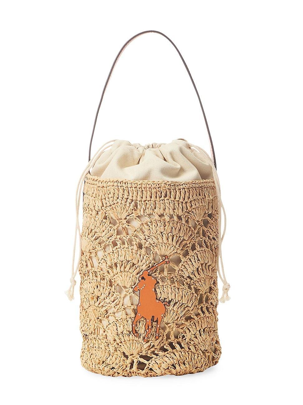 Womens Raffia Crochet Bucket Bag Product Image