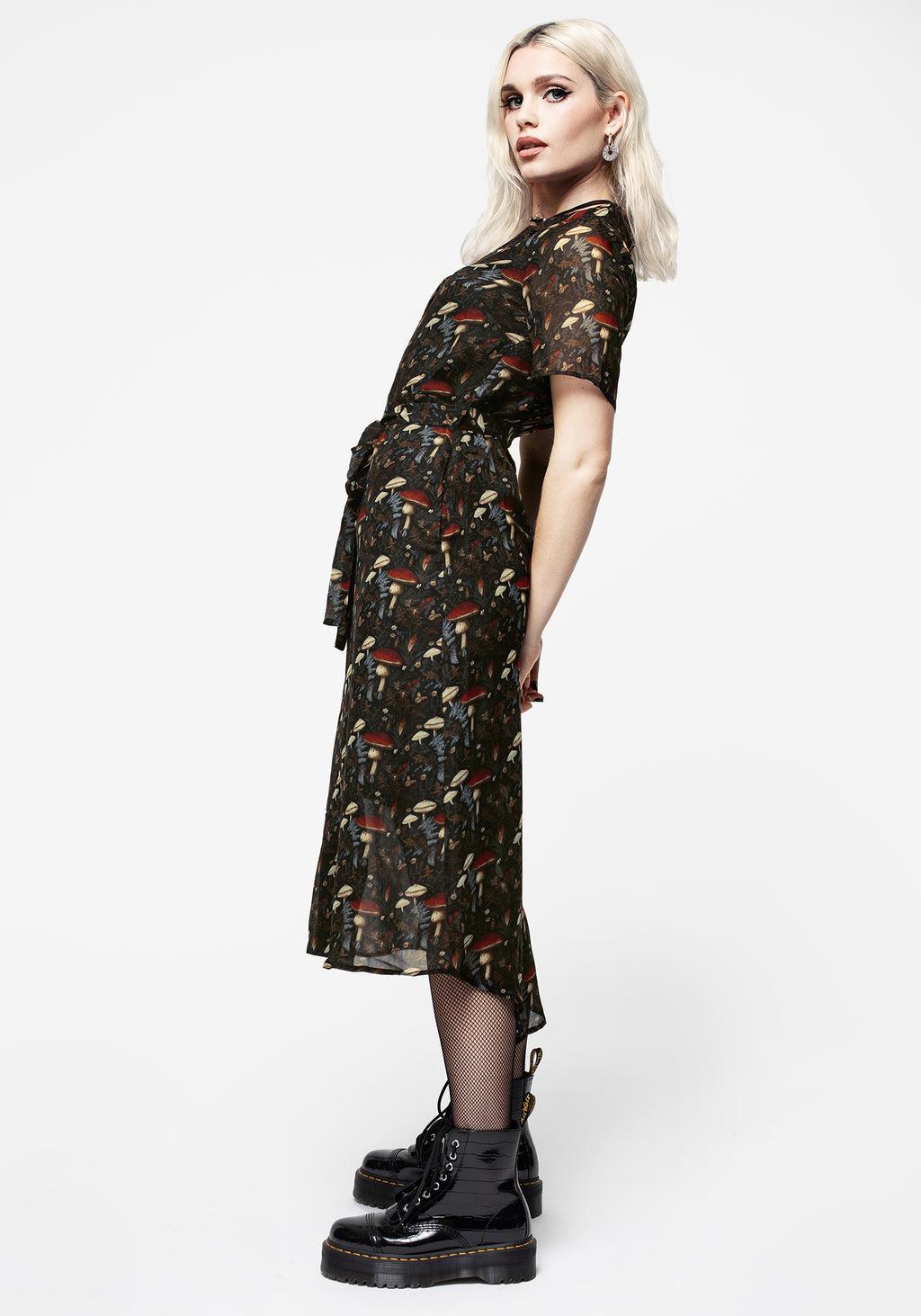 Amanita Chiffon Midi Shirt Dress Product Image