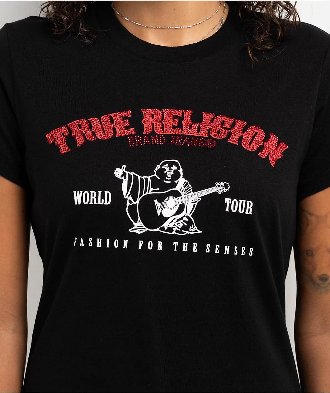 True Religion Crystal Arch Logo Black T-Shirt Product Image