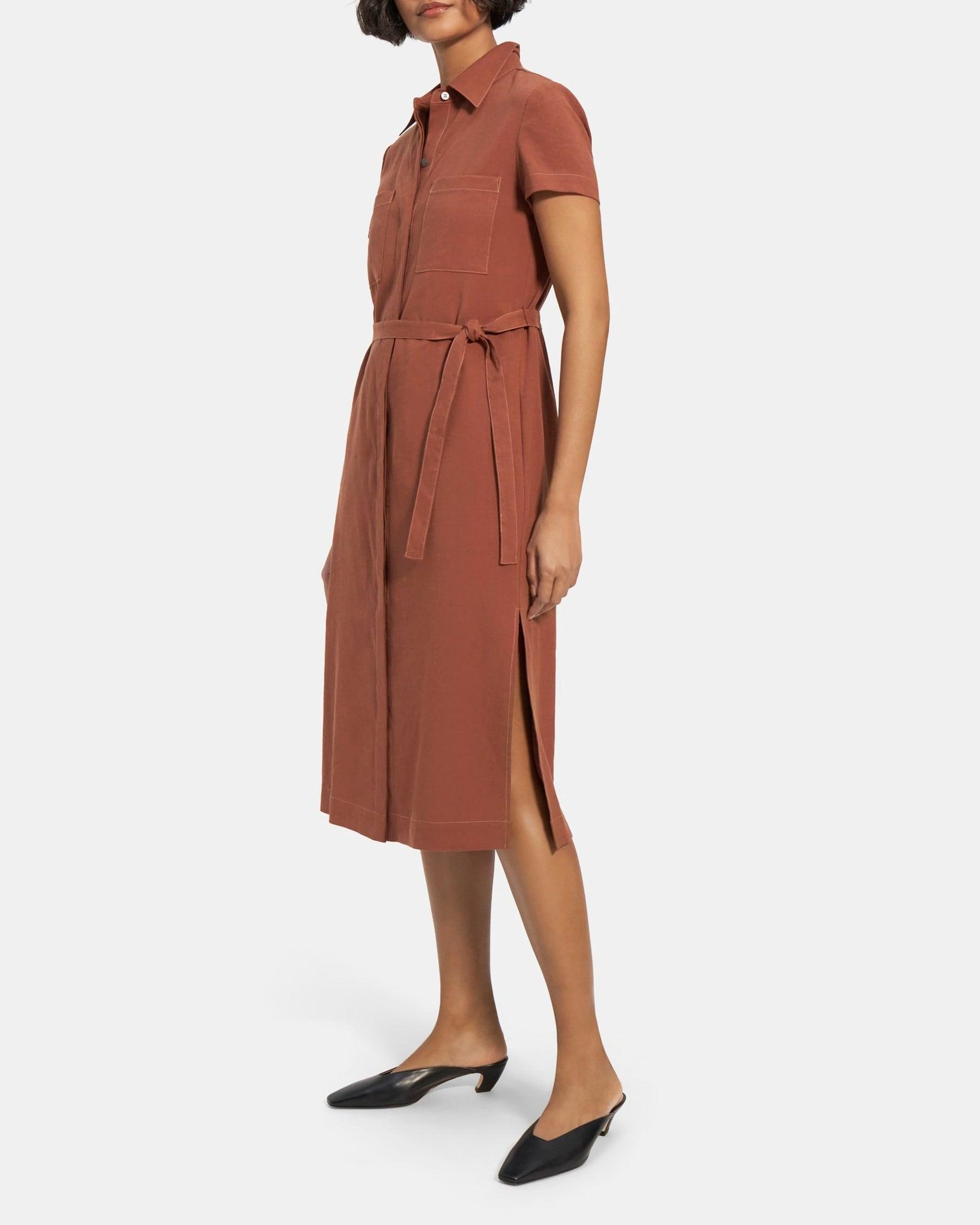 Short-Sleeve Shirt Dress in Linen Product Image