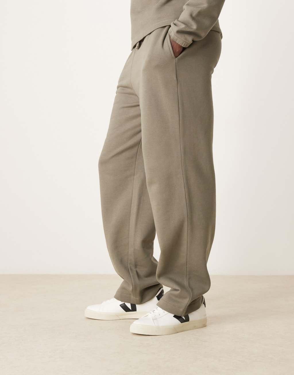 ASOS DESIGN super baggy sweatpants in khaki - part of a set Product Image