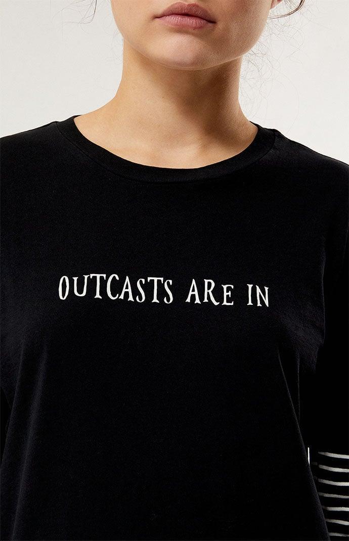 Wednesday Womens Outcasts Are In Long Sleeve T-Shirt - Blackedium Product Image