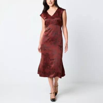 a.n.a Womens Short Sleeve Floral A-Line Dress Product Image