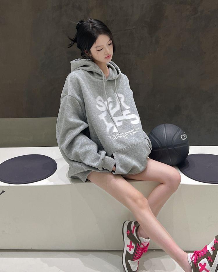 Lettering Loose Fit Hoodie Product Image